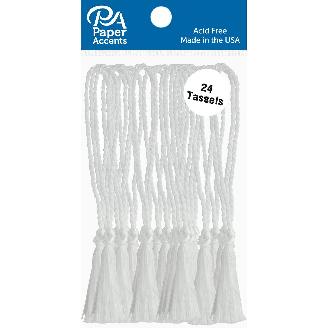 PA Paper&#x2122; Accents White Tassels, 24ct.